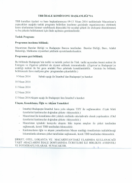TBB İHALE KOMİSYONU BAŞKANLIĞINA