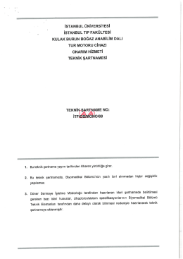 Teknik Şartname - İstanbul &Uuml;niversitesi