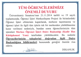 TÜM ÖĞRENCİLERİMİZE