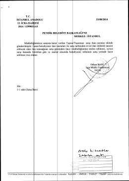 T.c. İSTANBUL ANADOLU 23/08/2014 13. İCRA DAİRESİ 2014