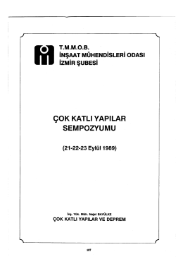 Çok Katlı Yapılar ve Deprem - (İnş. Yük. Müh. Nejat BAYÜLKE)