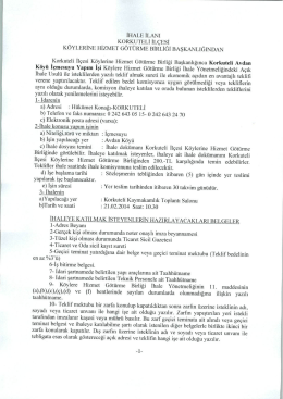 Ek - 1 : Korkuteli K&ouml;ylere Hizmet G&ouml;t&uuml;rme Birliği İhale İl&acirc;nı