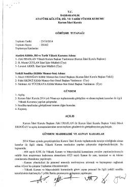 2014 Yılı Ekim D&ouml;nemi Kurum İdari Kurul G&ouml;r&uuml;şme Tutanağı