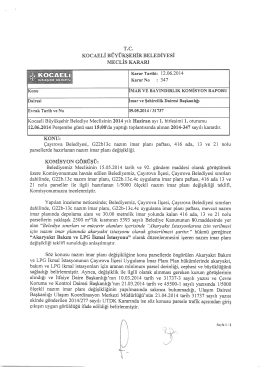 arar Tarihi: 12.06.20l4 - Kocaeli B&uuml;y&uuml;kşehir Belediyesi
