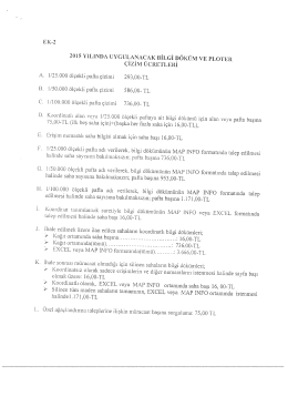 2015 yılında uygulanacak bilgi d&ouml;k&uuml;m ve ploter &ccedil;izim &uuml;cretleri