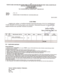 &Ouml;n Teklif İsteme Mektubu - Bozyaka Eğitim ve Araştırma Hastanesi