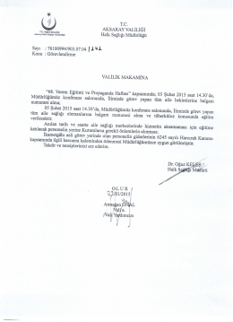 g&ouml;revlendirme yazısı i&ccedil;in - aksaray halk sağlığı m&uuml;d&uuml;rl&uuml;ğ&uuml;