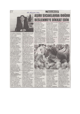 G&uuml;zelhisar- Aşırı sıcaklarda doğru beslenmeye dikkat