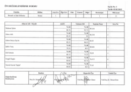 &Ouml;N DEĞERLENDİRME FORMU