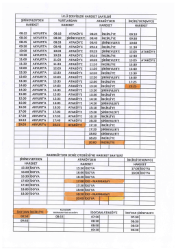 iKÜ sERvisLERi HAREKET sAATLERi