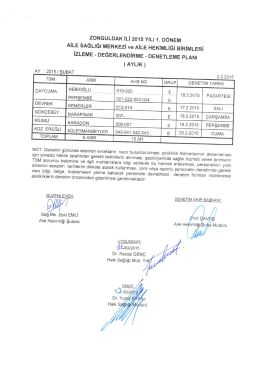 şubat ayı denetim planı