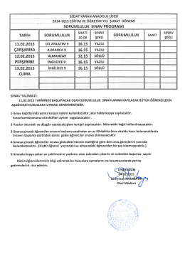 2014-2015 EĞİTİM vE &ouml;ĞRETİ`IvI YILIİ&scaron;UBAT D&Ouml;NEMİ