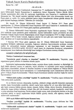 Yüksek Seçim Kurulu Başkanlığından: