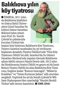 Balıklıova Yılın K&ouml;y Tiyatrosu (H&uuml;rriyet Ege ve Haber Ekspres)