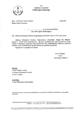 T.c. MANİSA VALİLİĞİ İı Miııi Eğitim M&uuml;d&uuml;rl&uuml;ğ&uuml;