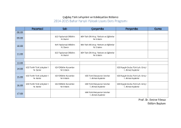 2014-2015 Bahar Yarıyılı Yüksek Lisans Ders Programı