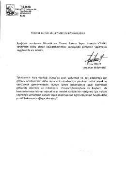 TURKİYE B&Uuml;Y&Uuml;K ıvıiLLET ıvıEcLisi BAŞKANLIĞINA Aşağıdaki