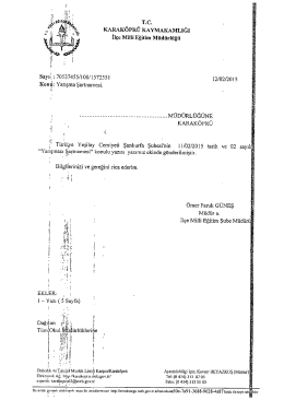 Tüm Okul Müdürlüklerine-Yarışma Şartnamesi
