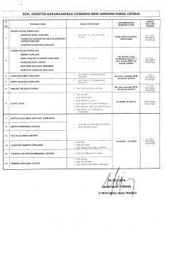 G&ouml;nderilmesi gereken evrak listesi (2015)