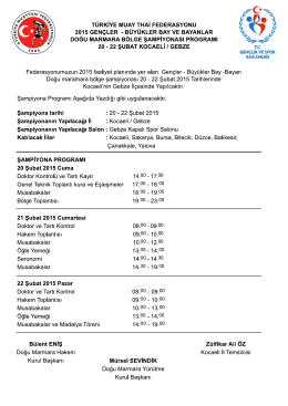 Doğu Marmara Bölge Şampiyonası Programı