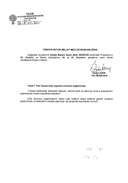 TÜRKiYE BÜYÜK MİLLET MEcLisi BAŞKANLIĞINA