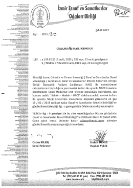 2015/16 - nace s&uuml;re uzatımı - İzmir Esnaf ve Sanatkarlar Odaları Birliği
