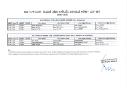 suLTANHİsAR İL&ccedil;Esİ AİLE sAĞLIĞI MERKEZİ N&Ouml;BET LİsTEsİ