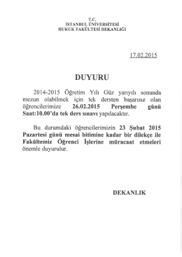 TEK DERS SINAVI HAKKINDA (17 Şubat 2015)