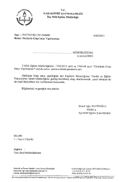 Tüm Okul Müdürlüklerine - Okullarda Kitap Satışı Yapılmaması