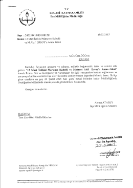 YAZI - Ergani İl&ccedil;e Milli Eğitim M&uuml;d&uuml;rl&uuml;ğ&uuml;