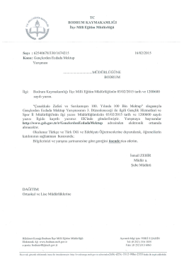 Tc BODRUM KAYMAKAMLIĞI iı&ccedil;e Miııi Eğitim M&uuml;d&uuml;rl&uuml;ğ&uuml;
