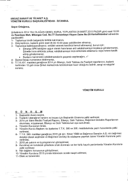 2014 Yılı Olağan Genel Kurul Toplantısı