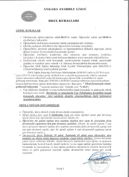 ANKARA ANADoiLU Lisıısi - Milli Eğitim Bakanlığı