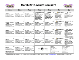 March 2015-Adar/Nisan 5775