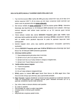 GIDA sATış (B&Uuml;FE) MAHALLİ TAHsisiNE iLişKiN KİRALAMA