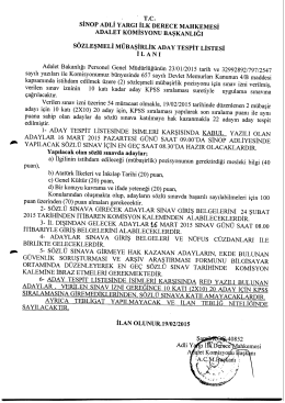 Sözleşmeli Müblaşirlik Aday Tespit Listesi İlanı