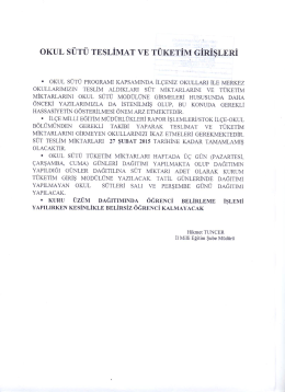 okul s&uuml;t&uuml; teslimat ve t&uuml;ketim girişleri