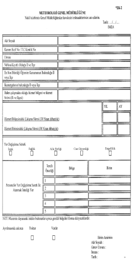 METEOROLOJİ GENEL MÜDÜRLÜĞÜNE