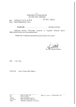 Tüm Okul ve Kurum Müdürlüklerine