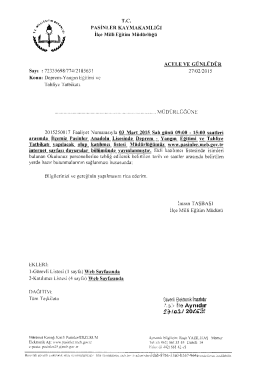 Deprem Yangın Eğitimi ve Tahliye Tatbikatı 27.02.2015 09:30