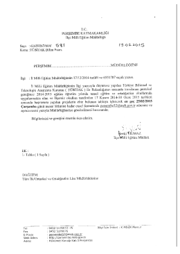 Tüm Okul Müdürlüklerine - perşembe ilçe millî eğitim müdürlüğü