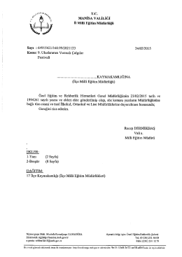 T.c. MANİSA vALİLI`Ğİ - Salihli İlçe Milli Eğitim Müdürlüğü