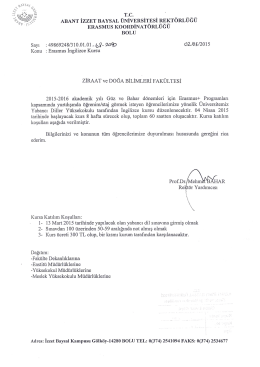 Erasmus ingilizce kursu hakk. - Ziraat ve Doğa Bilimleri Fak&uuml;ltesi
