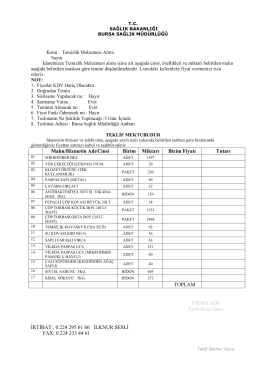 Teklif Mektubu - Bursa İl Sağlık Müdürlüğü