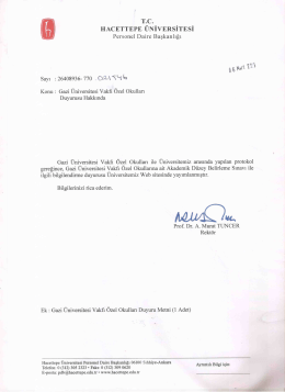 Gazi &Uuml;niversitesi Vakfı &Ouml;zel Okulları Duyurusu