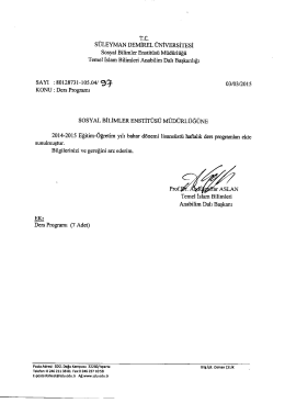 2014-2015 Eğitim &Ouml;ğretim Yılı Bahar Yarıyılı Temel İslam Bilimleri