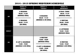 2014 - 2015 sprıng mıdterm schedule