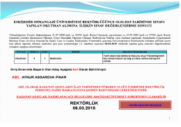 Okutman Alımı Sınav Değerlendirme Sonucu