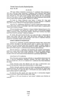 Y&uuml;ksek Se&ccedil;im Kurulunun 4/3/2015 Tarihli ve 293