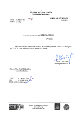 T.c. sİVEREK KAYMAKAMLIĞI Miııi Eğitim Müdürlüğü